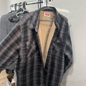 Wrangler Black and Gray Plaid Shirt Jacket